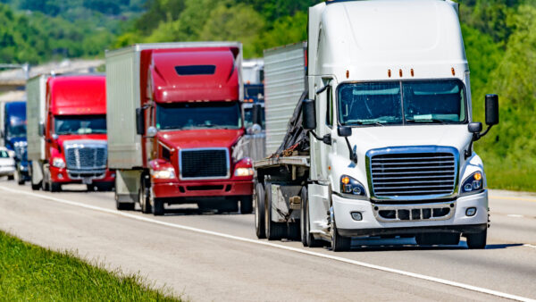 Heavy Truck Traffic On Interstate Highway