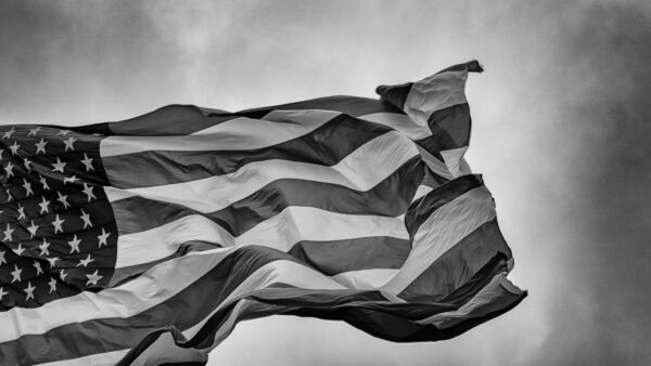 The American Flag Flapping in the Wind