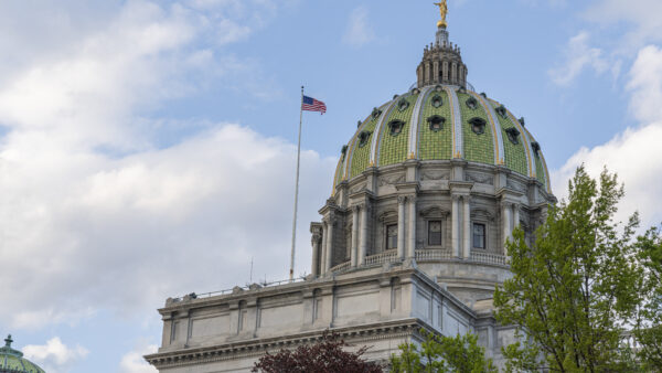 Pennsylvania's State Capitol Building shot late in the afternoon