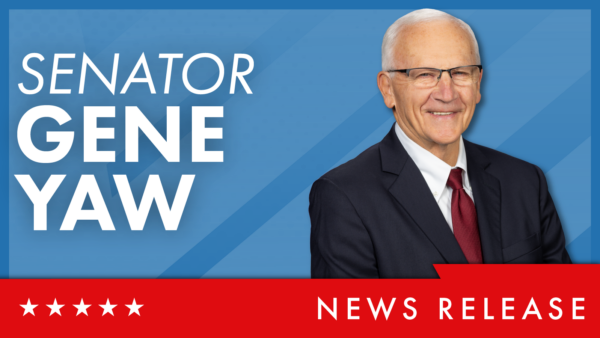 Senator Gene Yaw News Release graphic with portrait of the senator.